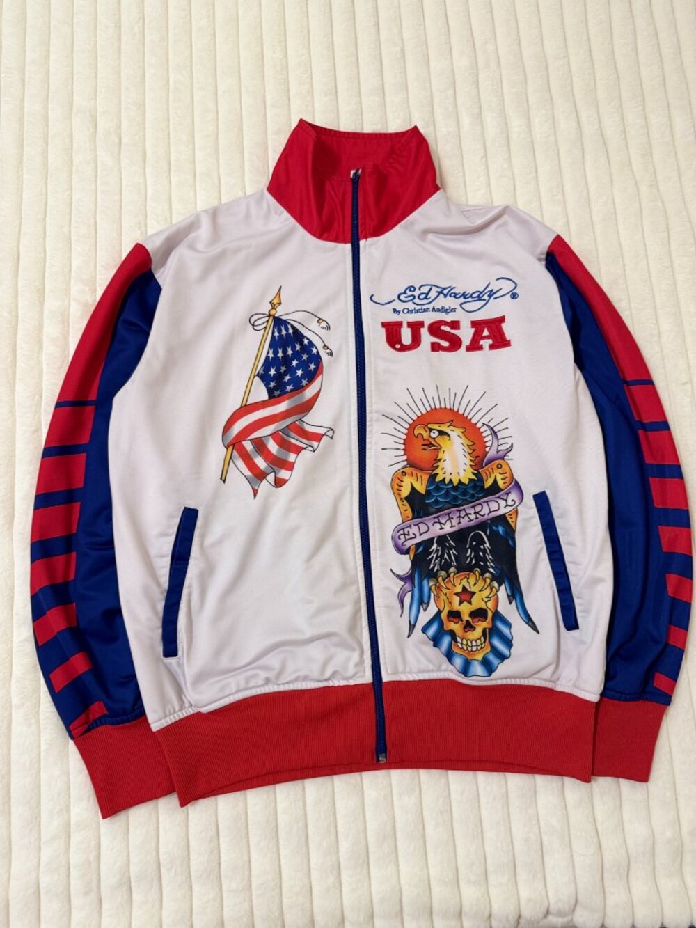 Ed Hardy Christian Audigier USA Eagle Skull Y2K Track Jacket